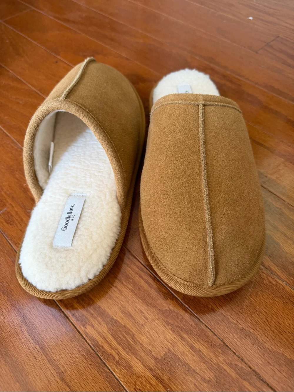 Goodfellow & Co Genuine Suede Leather Sherpa Lined Mule Slippers Brown Men’s